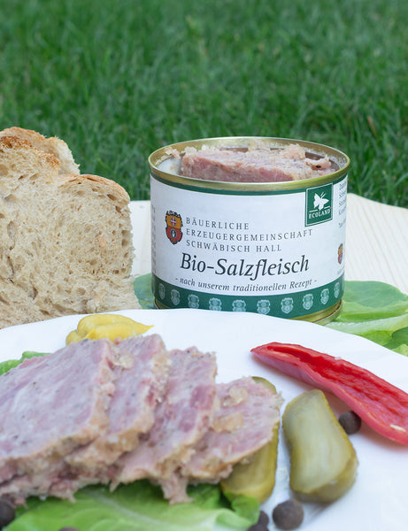 Carne coaptă în sare Bio Salzfleisch BESH 200g – servită pe farfurie