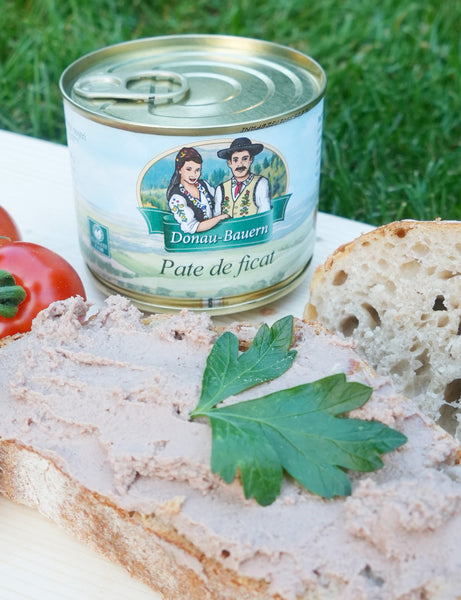 Pate de Ficat Porc Donau-Bauern 200g – pe pâine cu roșii