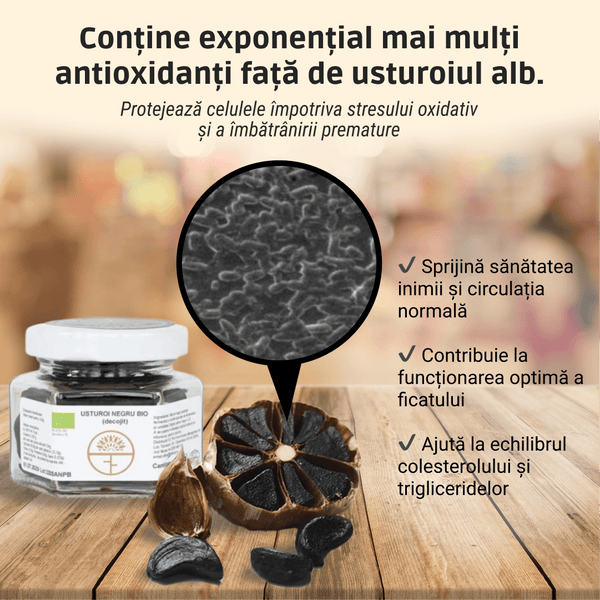 Usturoi Negru BIO (Decojit) - 40g  – Superaliment fermentat natural 60 de zile, pentru detoxifiere, circulație și imunitate