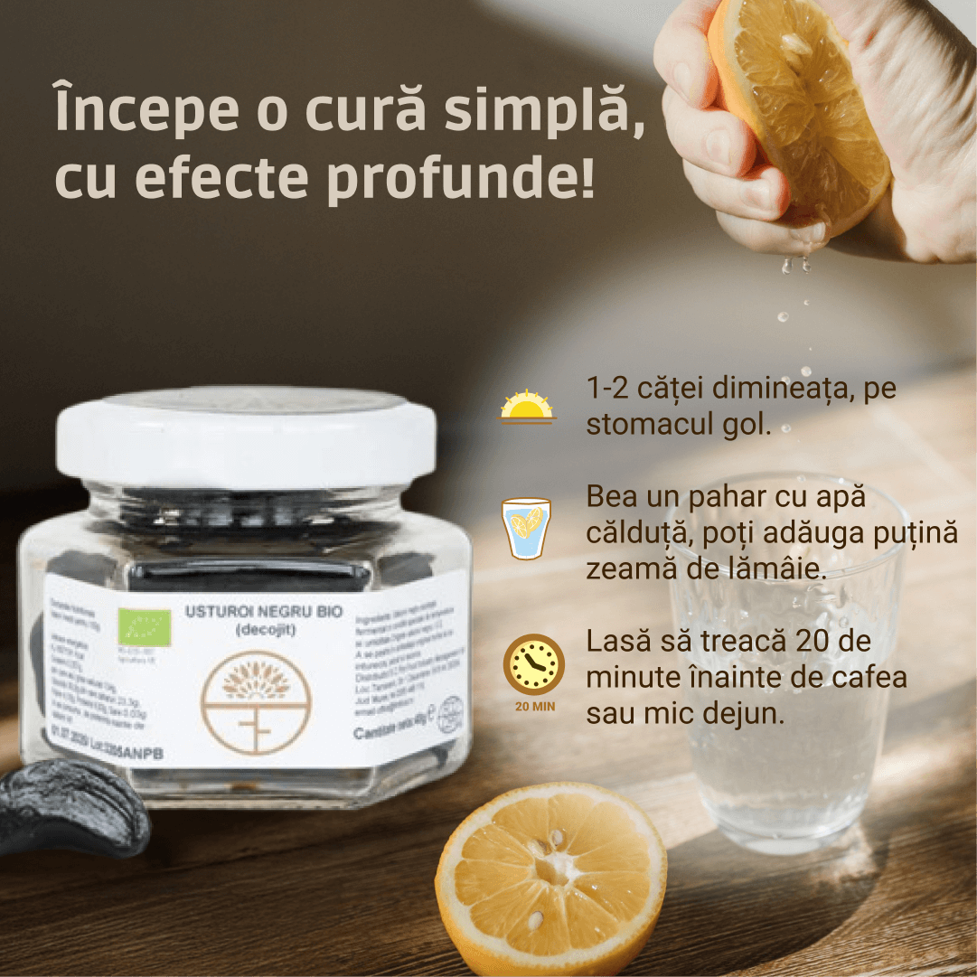 Usturoi Negru BIO (Decojit) - 40g  – Superaliment fermentat natural 60 de zile, pentru detoxifiere, circulație și imunitate